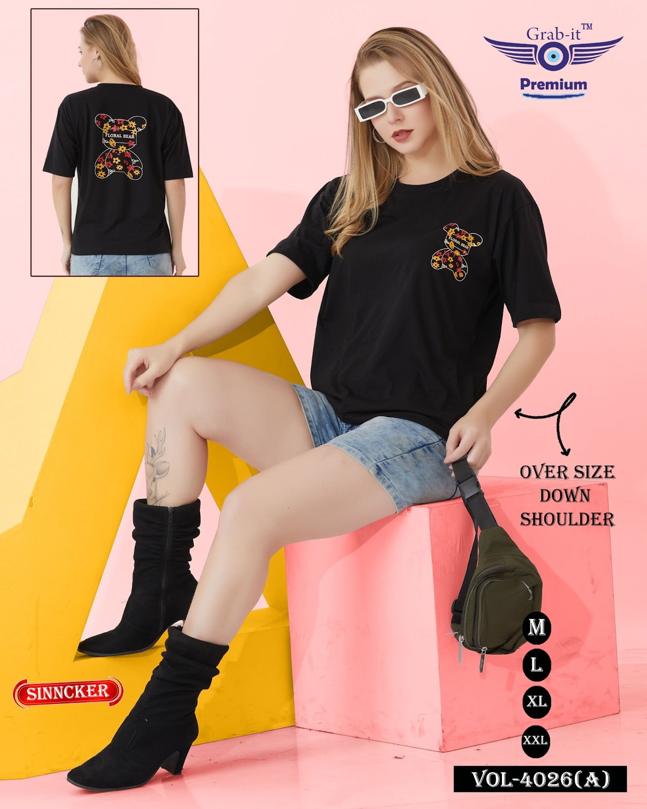 Down Shoulder Vol 4026 A Grab It Sinker Women Oversized Tshirt Wholesaler Gujarat