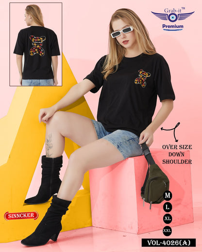 Down Shoulder Vol 4026 A Grab It Sinker Women Oversized Tshirt Wholesaler Gujarat