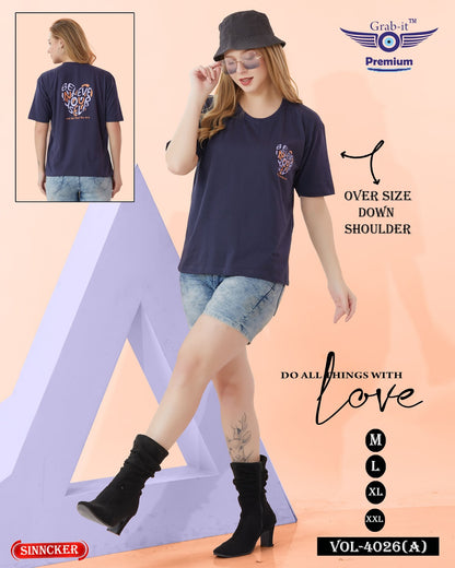 Down Shoulder Vol 4026 A Grab It Sinker Women Oversized Tshirt Wholesaler Gujarat
