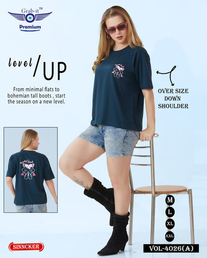 Down Shoulder Vol 4026 A Grab It Sinker Women Oversized Tshirt Wholesaler Gujarat