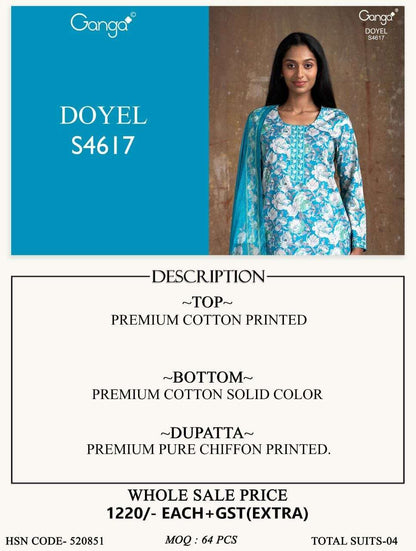 Doyel 4617 Ganga Cotton Pant Style Suits Manufacturer India