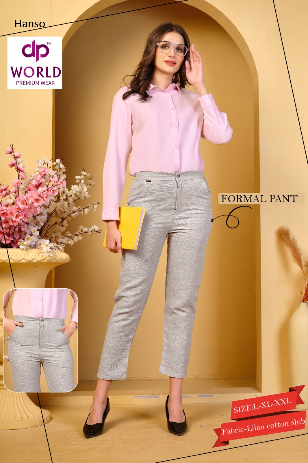 Dp World Formal Hanso Linen Women Pants Wholesale Price