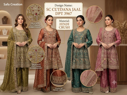 Dpt 3967 Safa Creation Crush Pakistani Readymade Suits Wholesale Price