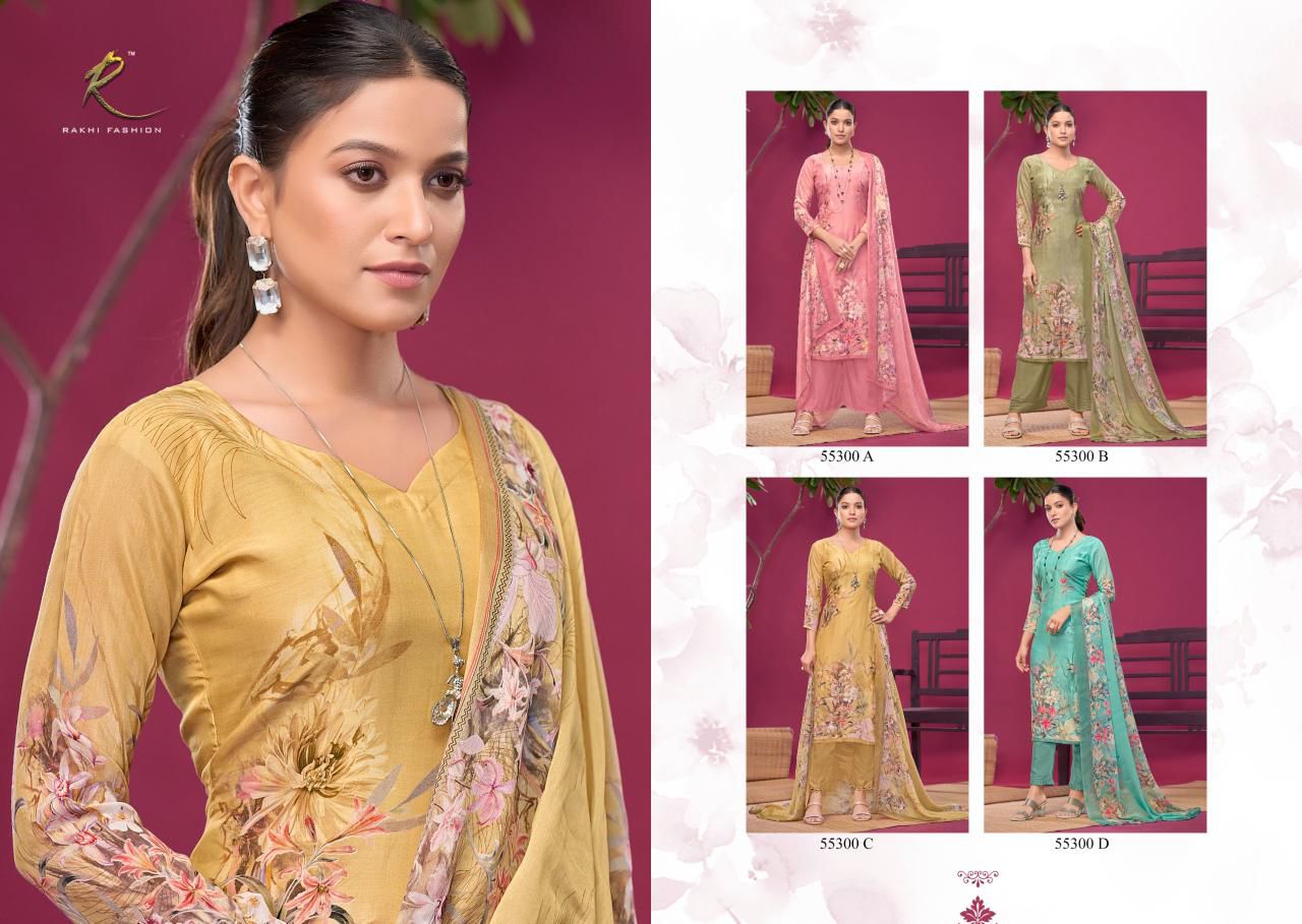 Dramatic Flower Rakhi Fashion Viscose Modal Pant Style Suits Manufacturer India