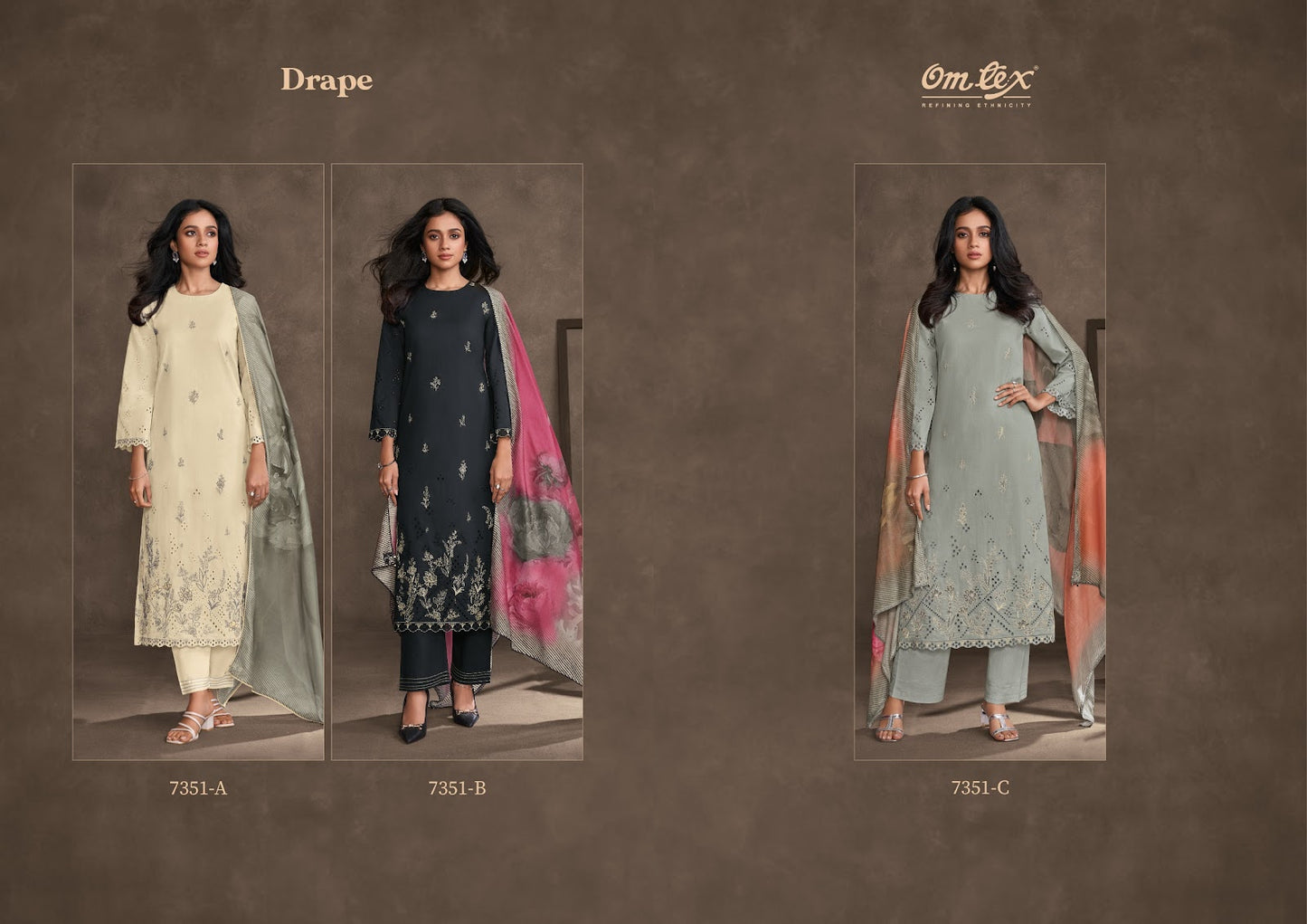 Drape Omtex Lawn Cotton Pant Style Suits Exporter Ahmedabad