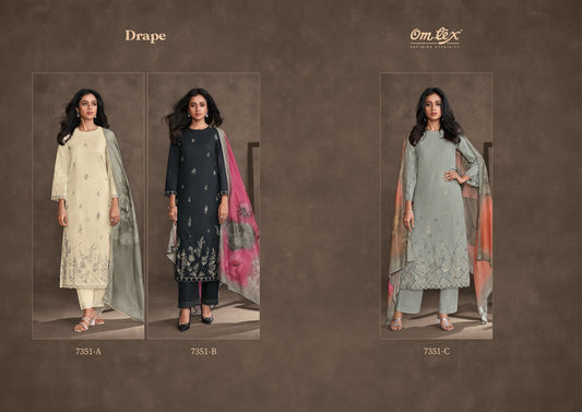 Drape Omtex Lawn Cotton Pant Style Suits Exporter Ahmedabad