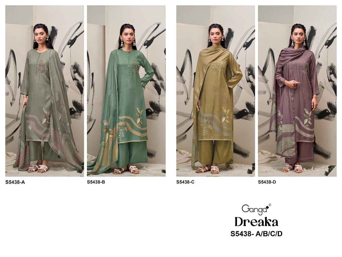 Dreaka S5438 Ganga Wool Pashmina Suits Wholesaler India