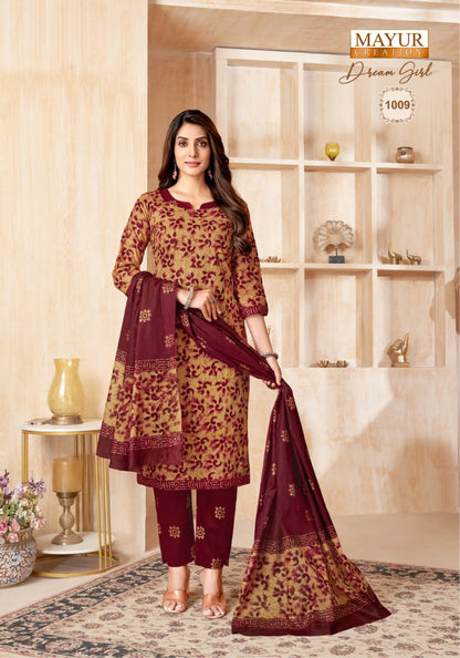 Dream Girl Vol 1 Mayur Creation Cotton Readymade Pant Style Suits Supplier Gujarat