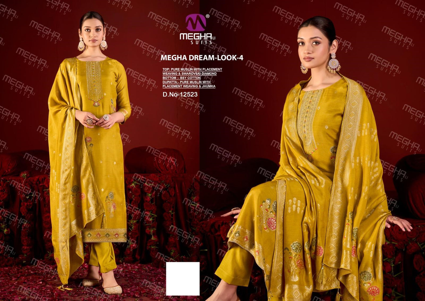 Dream Look 4 Megha Muslin Pant Style Suits Manufacturer Ahmedabad