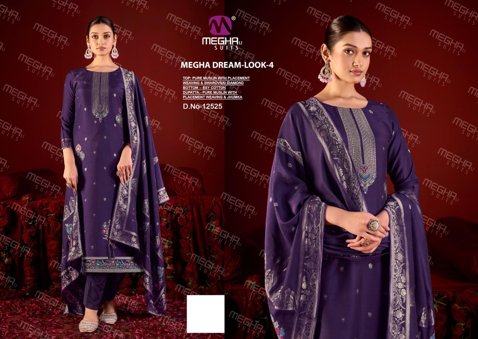 Dream Look 4 Megha Muslin Pant Style Suits Manufacturer Ahmedabad