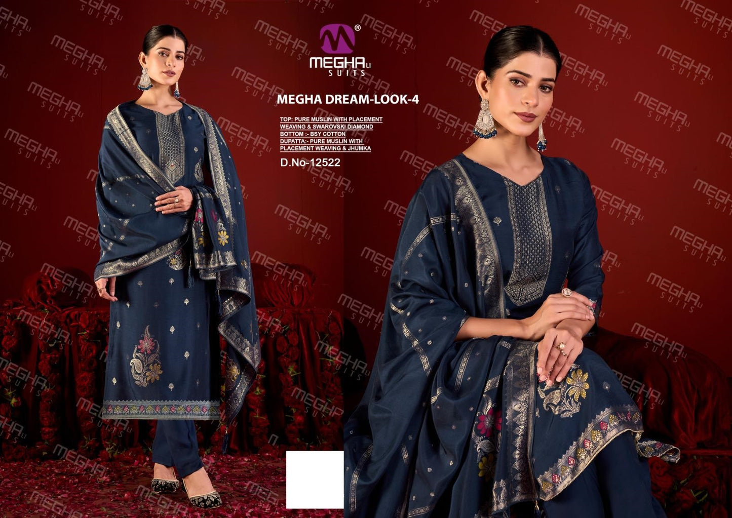 Dream Look 4 Megha Muslin Pant Style Suits Manufacturer Ahmedabad