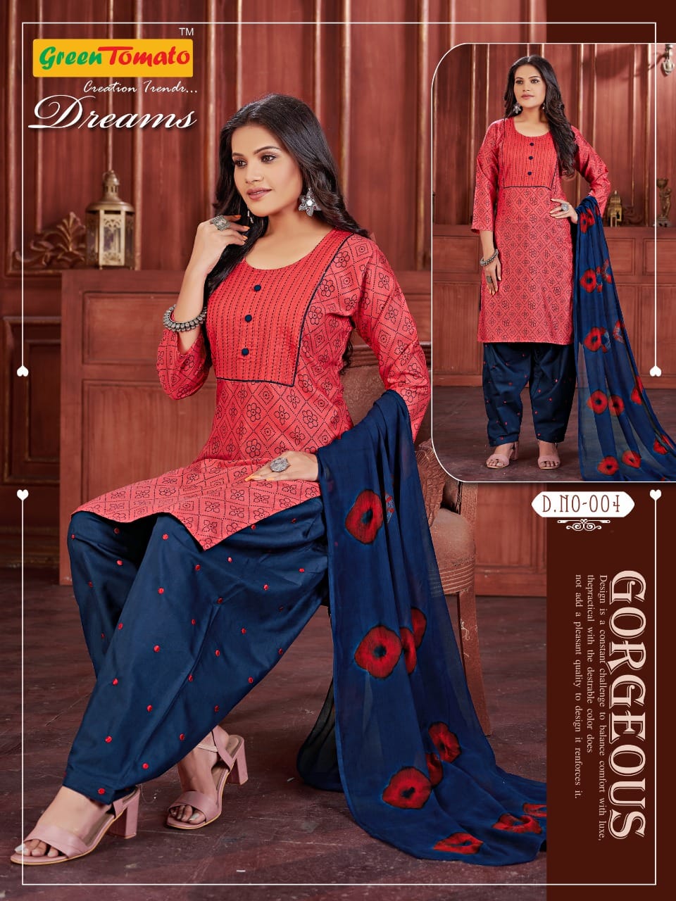 Dreams Green Tomato Cotton Readymade Salwar Suits Manufacturer Gujarat