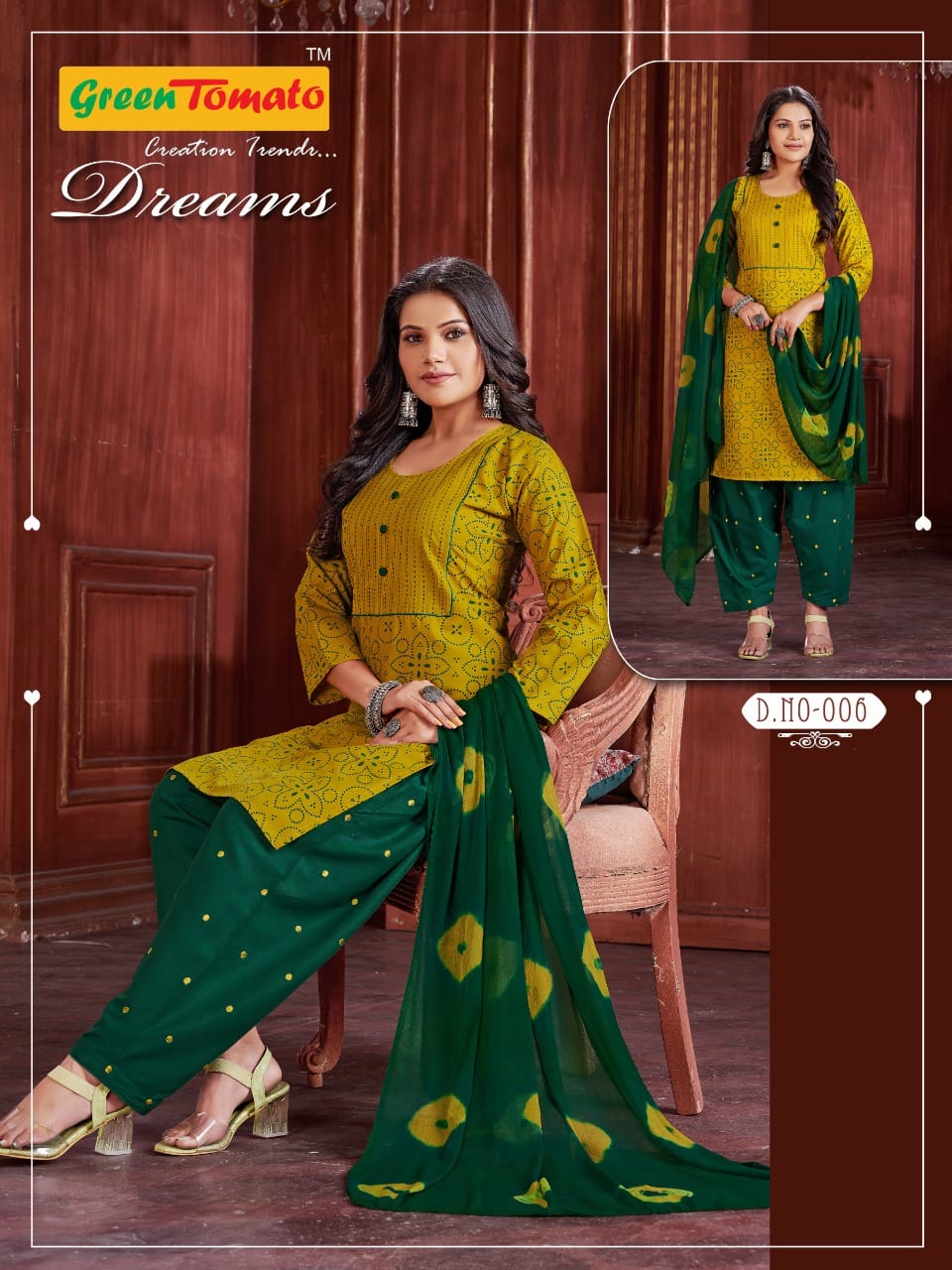Dreams Green Tomato Cotton Readymade Salwar Suits Manufacturer Gujarat