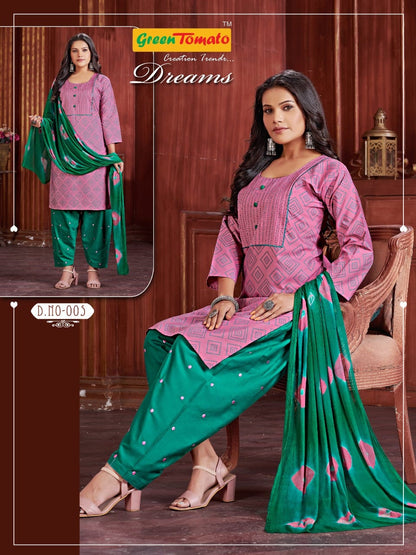 Dreams Green Tomato Cotton Readymade Salwar Suits Manufacturer Gujarat