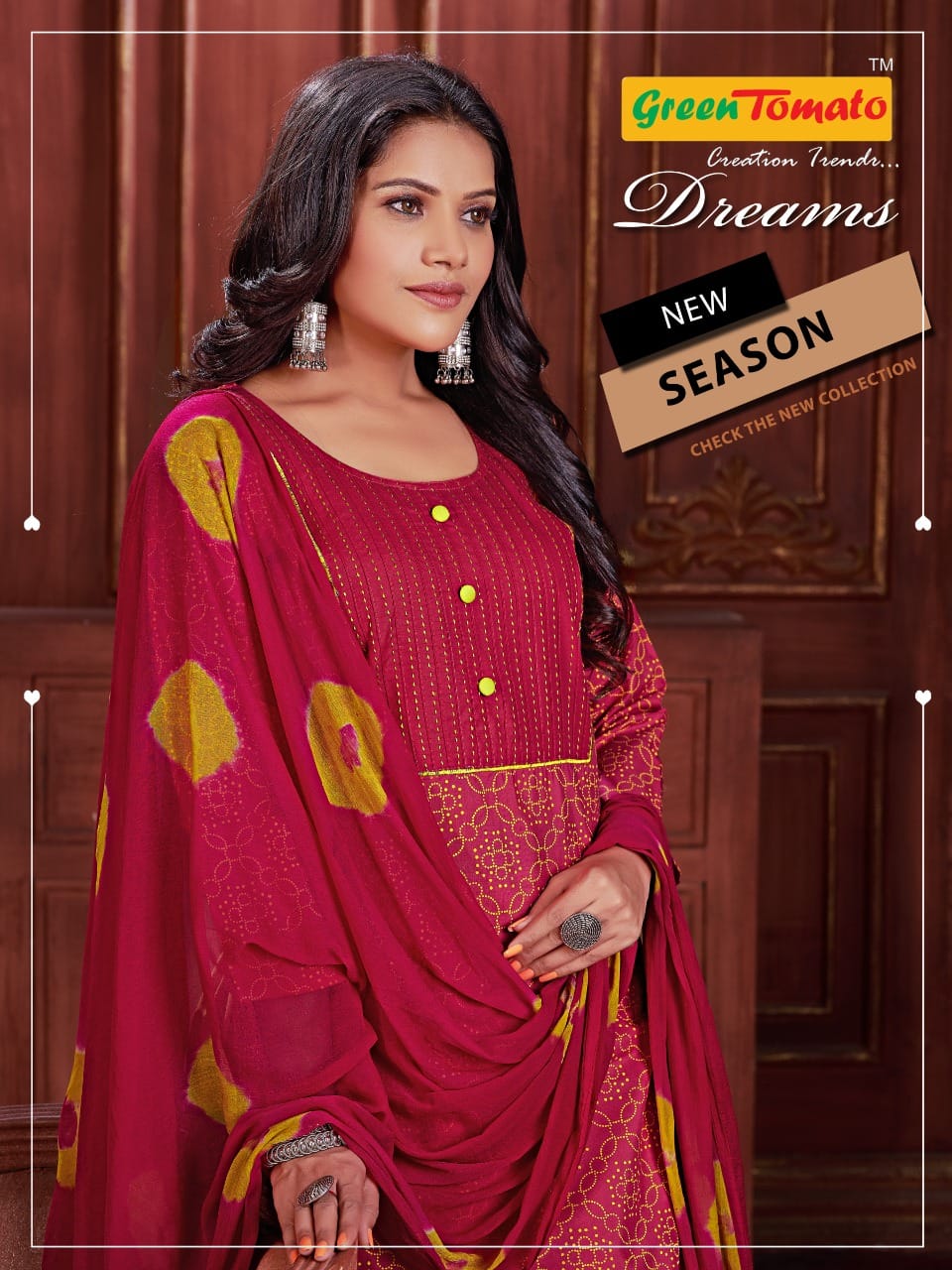 Dreams Green Tomato Cotton Readymade Salwar Suits Manufacturer Gujarat
