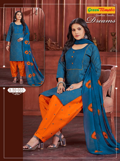 Dreams Green Tomato Cotton Readymade Salwar Suits Manufacturer Gujarat