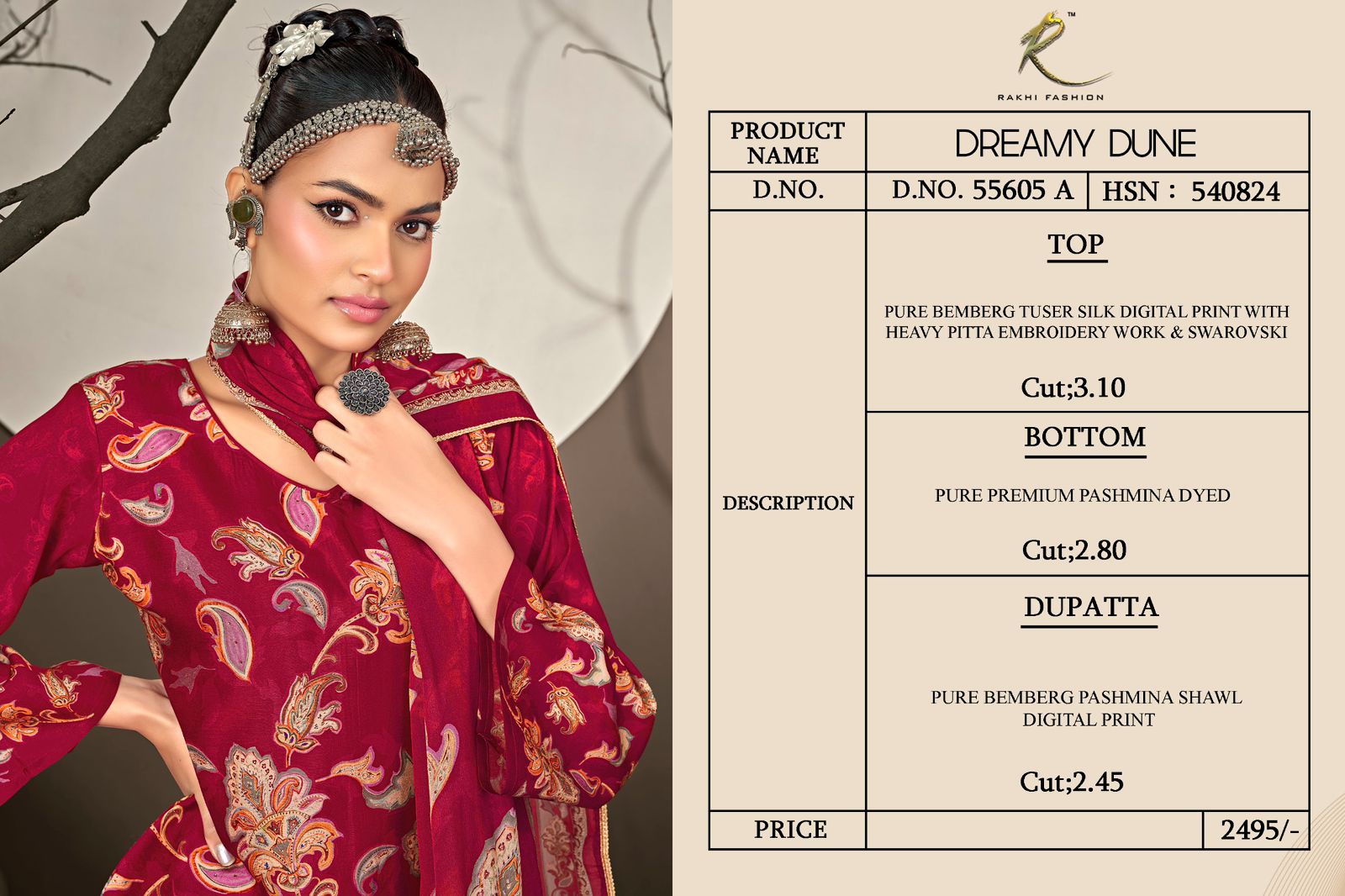 Dreamy Dune Rakhi Fashion Pashmina Suits Wholesale Price