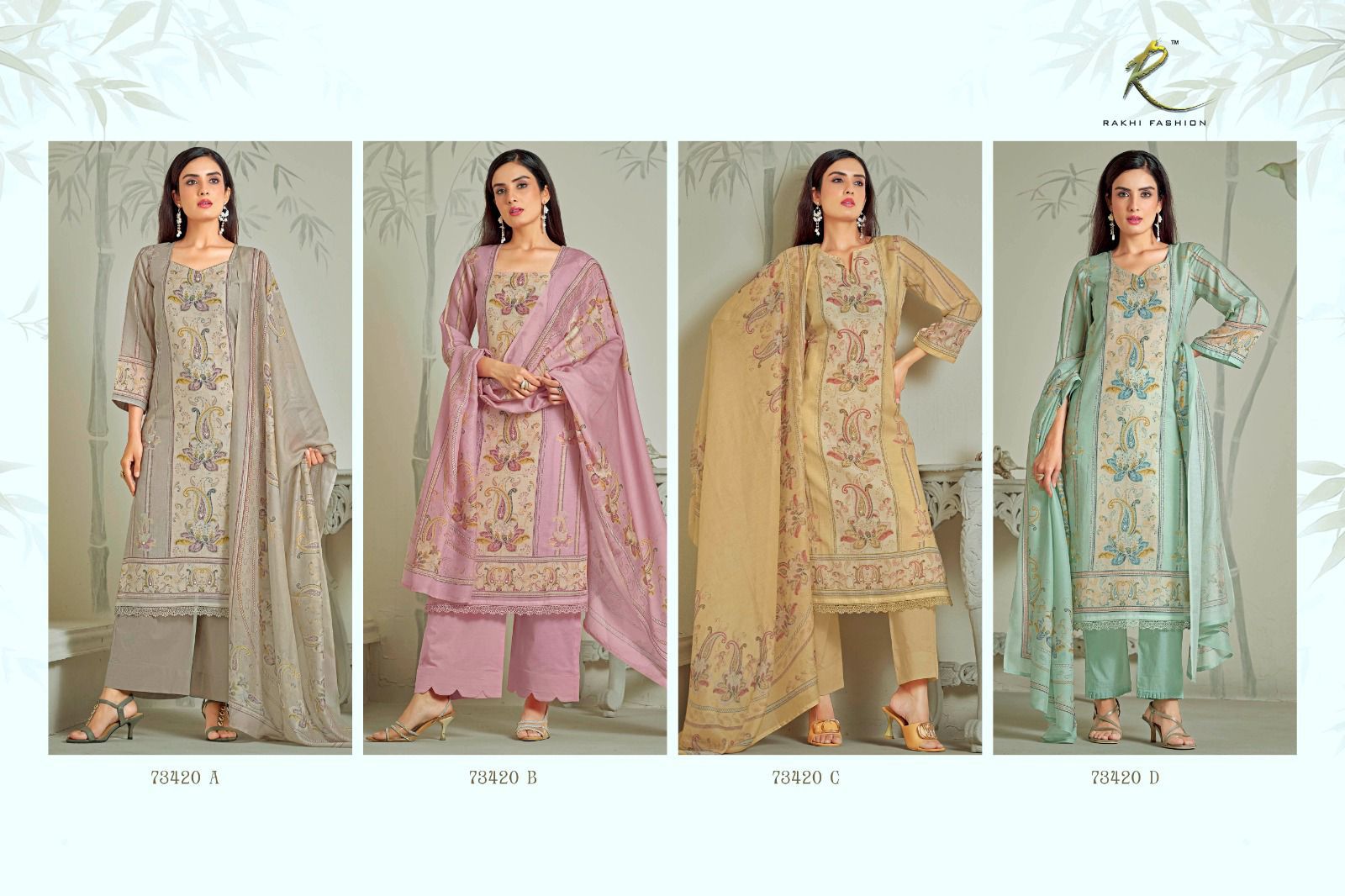 Dreamy Summer 73420 Rakhi Fashion Mal Chanderi Pant Style Suits Wholesale Price