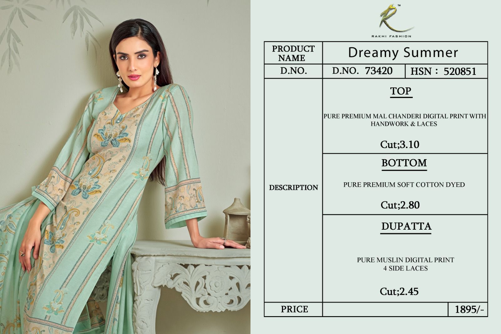 Dreamy Summer 73420 Rakhi Fashion Mal Chanderi Pant Style Suits Wholesale Price