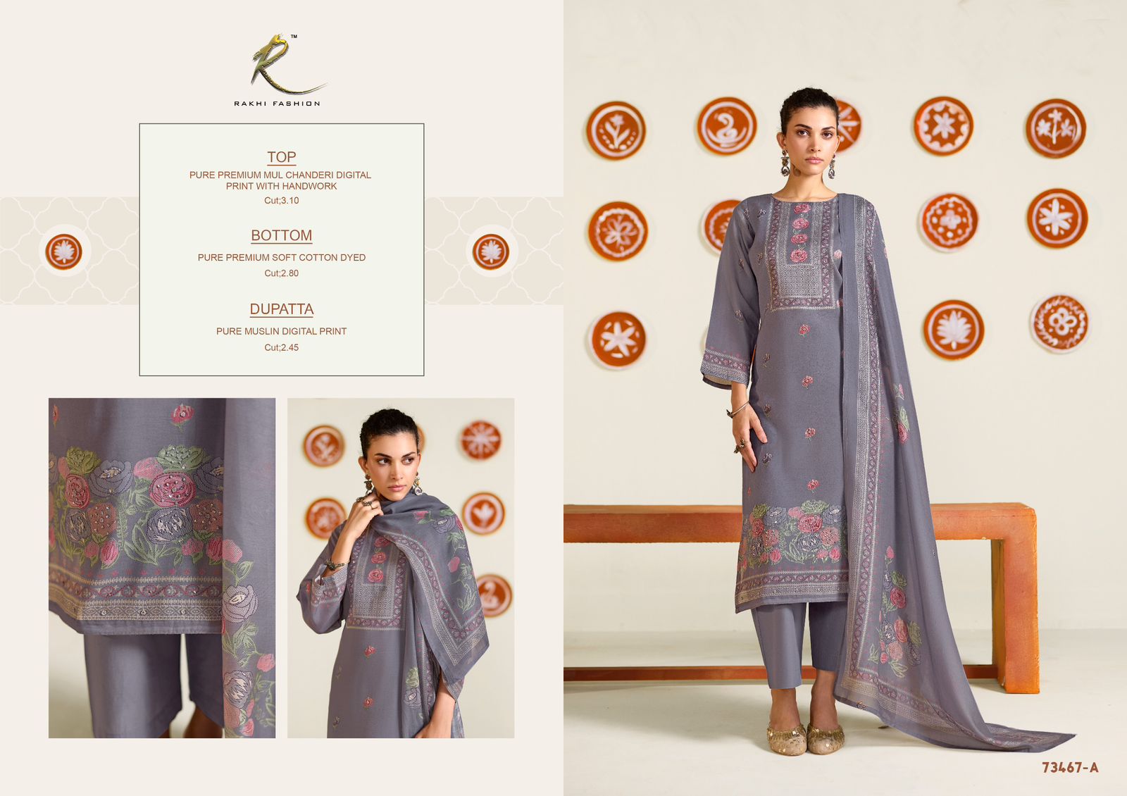 Dreamy Summer 73467 Rakhi Fashion Mul Chanderi Pant Style Suits Wholesaler Ahmedabad