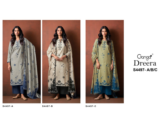 Dreera 4497 Ganga Cotton Linen Pant Style Suits Manufacturer Ahmedabad