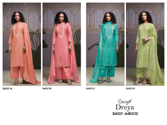 Dreya S4337 Ganga Mul Plazzo Style Suits Supplier India