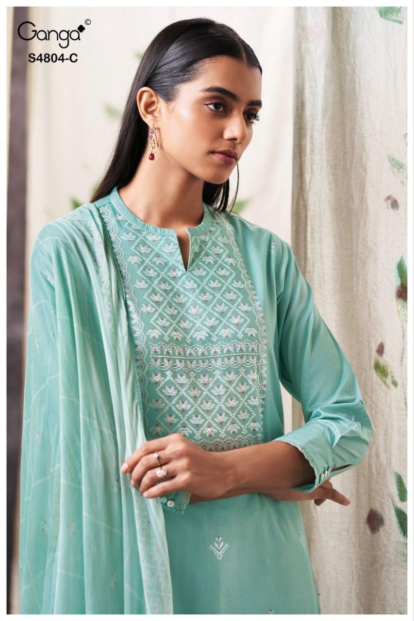 Drisanae S4804 Ganga Cotton Plazzo Style Suits Supplier Ahmedabad