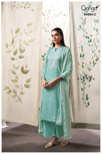 Drisanae S4804 Ganga Cotton Plazzo Style Suits Supplier Ahmedabad