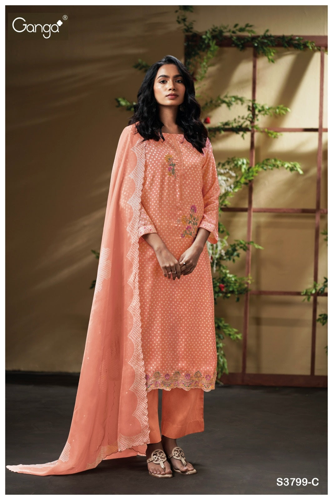 Drishta 3799 Ganga Premium Bemberg Plazzo Style Suits Manufacturer India