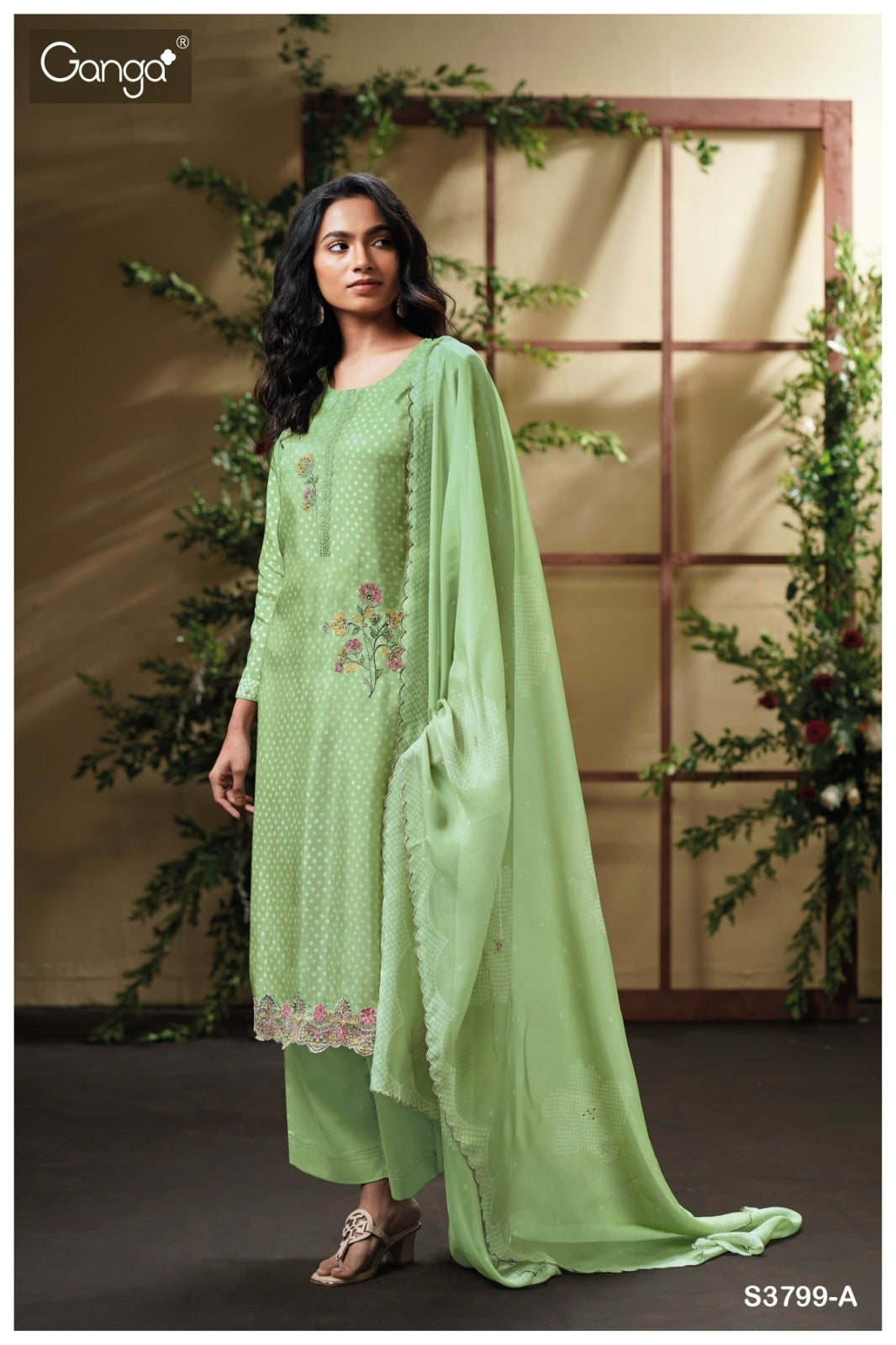 Drishta 3799 Ganga Premium Bemberg Plazzo Style Suits Manufacturer India