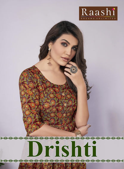Drishti Raashi Rayon Anarkali Kurtis Supplier Ahmedabad