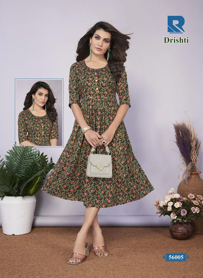 Drishti Raashi Rayon Anarkali Kurtis Supplier Ahmedabad