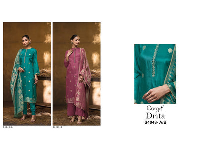 Drita S4048 Ganga Silk Jacquard Pant Style Suits Wholesale
