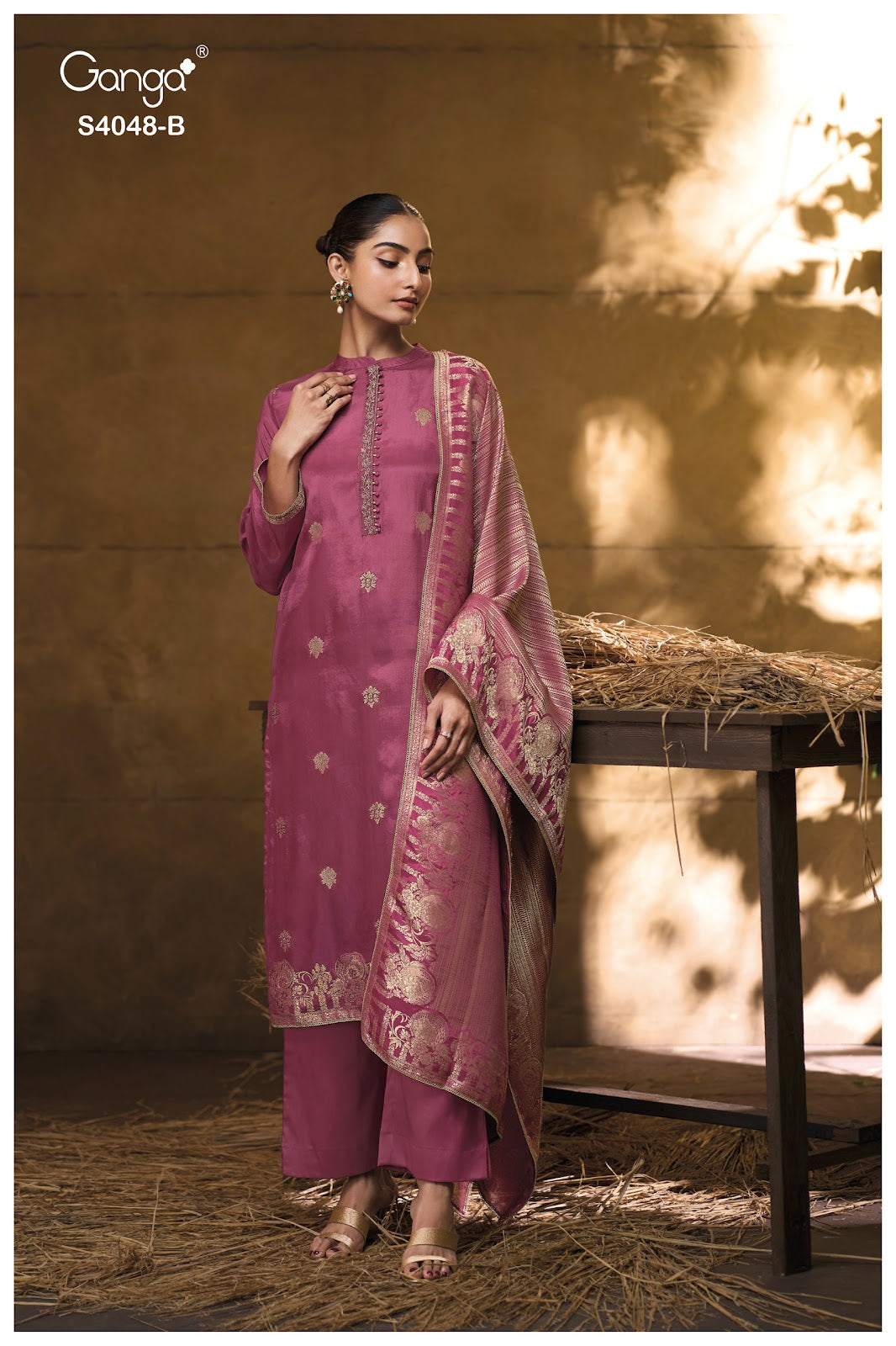 Drita S4048 Ganga Silk Jacquard Pant Style Suits Wholesale