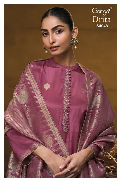 Drita S4048 Ganga Silk Jacquard Pant Style Suits Wholesale