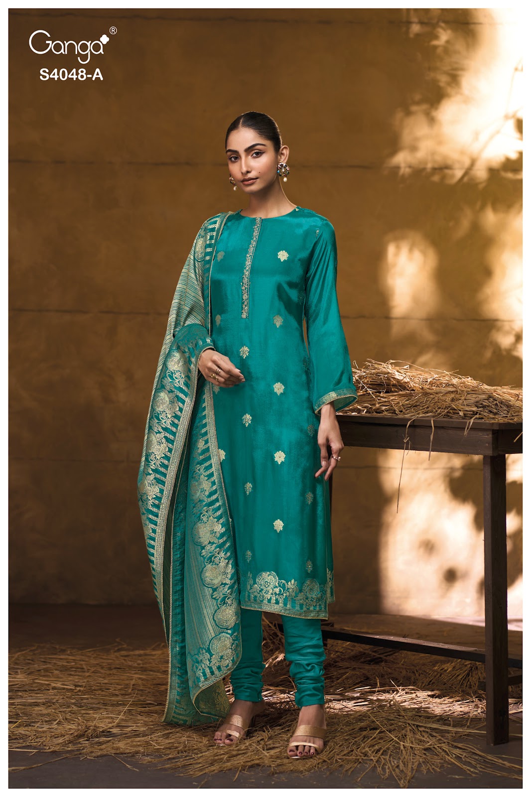 Drita S4048 Ganga Silk Jacquard Pant Style Suits Wholesale