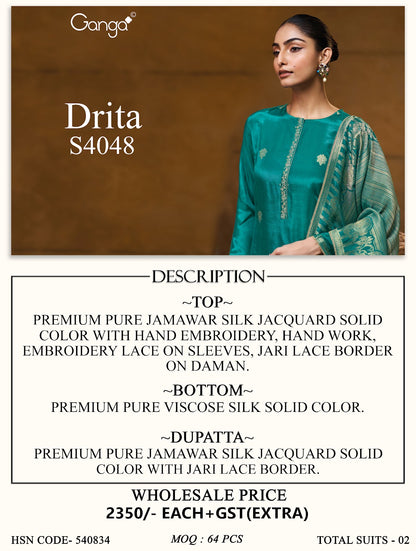 Drita S4048 Ganga Silk Jacquard Pant Style Suits Wholesale
