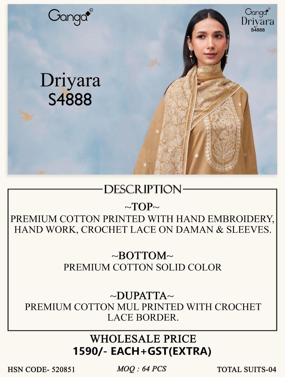 Driyara S4888 Ganga Cotton Pant Style Suits Wholesaler India