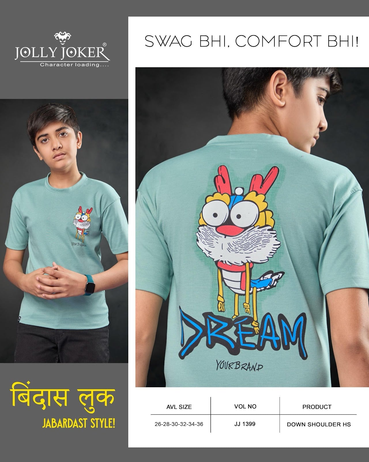 Drop Shoulder Jj 1399 Jolly Joker Canvas Boys Tshirt Wholesaler Ahmedabad