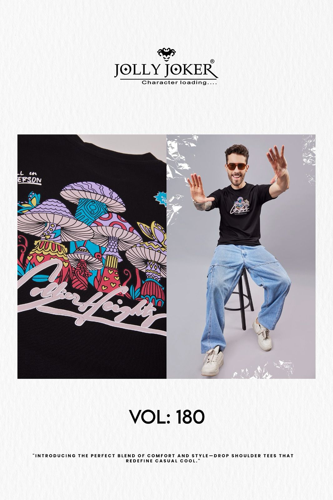 Drop Shoulder Vol 180 Jolly Joker Canvas Mens Tshirts Wholesaler Gujarat