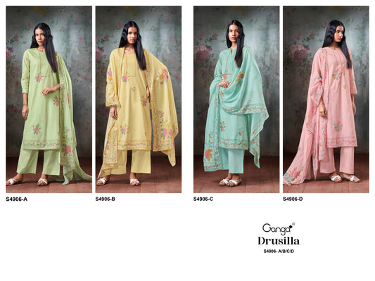 Drusilla S4906 Ganga Cotton Pant Style Suits Wholesale Price