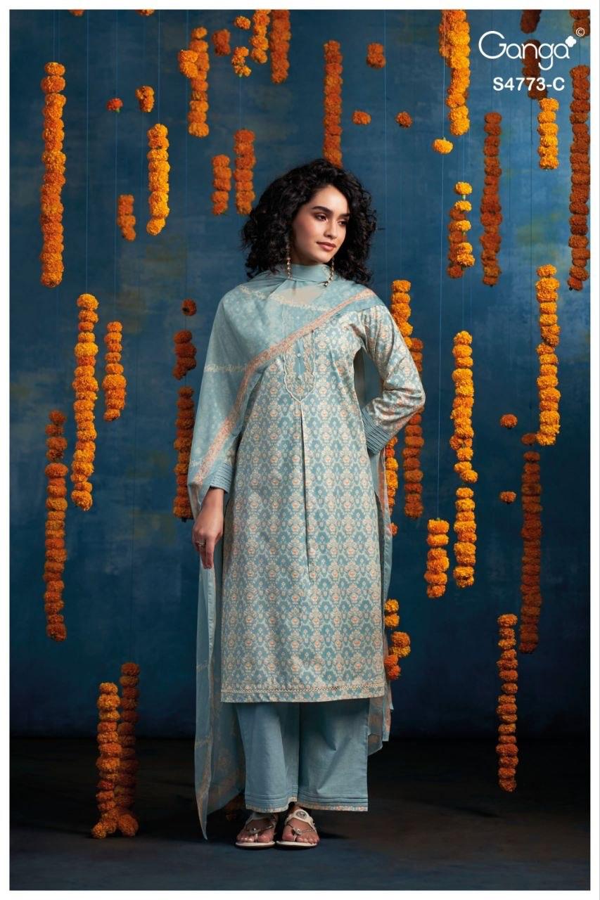 Druvie 4773 Ganga Cotton Plazzo Style Suits Exporter
