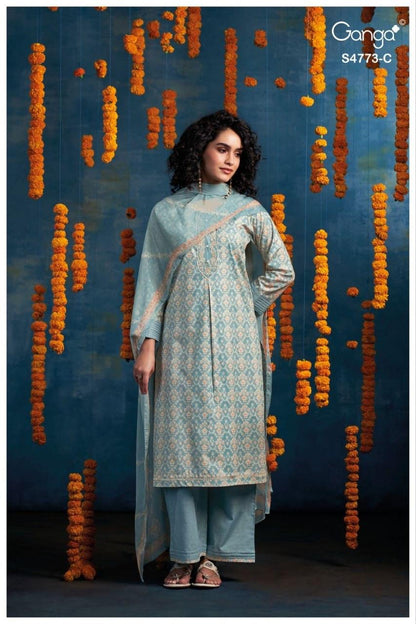 Druvie 4773 Ganga Cotton Plazzo Style Suits Exporter