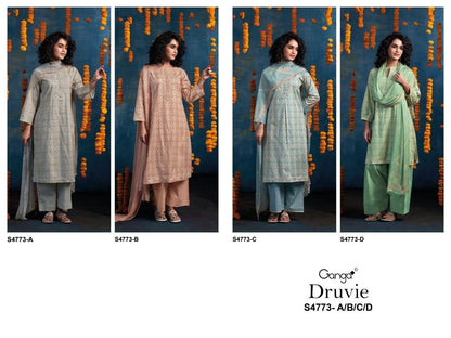 Druvie 4773 Ganga Cotton Plazzo Style Suits Exporter