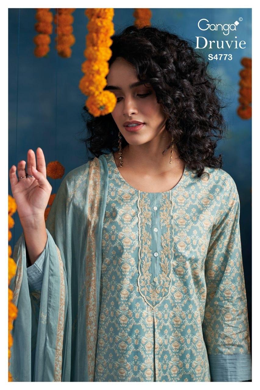Druvie 4773 Ganga Cotton Plazzo Style Suits Exporter