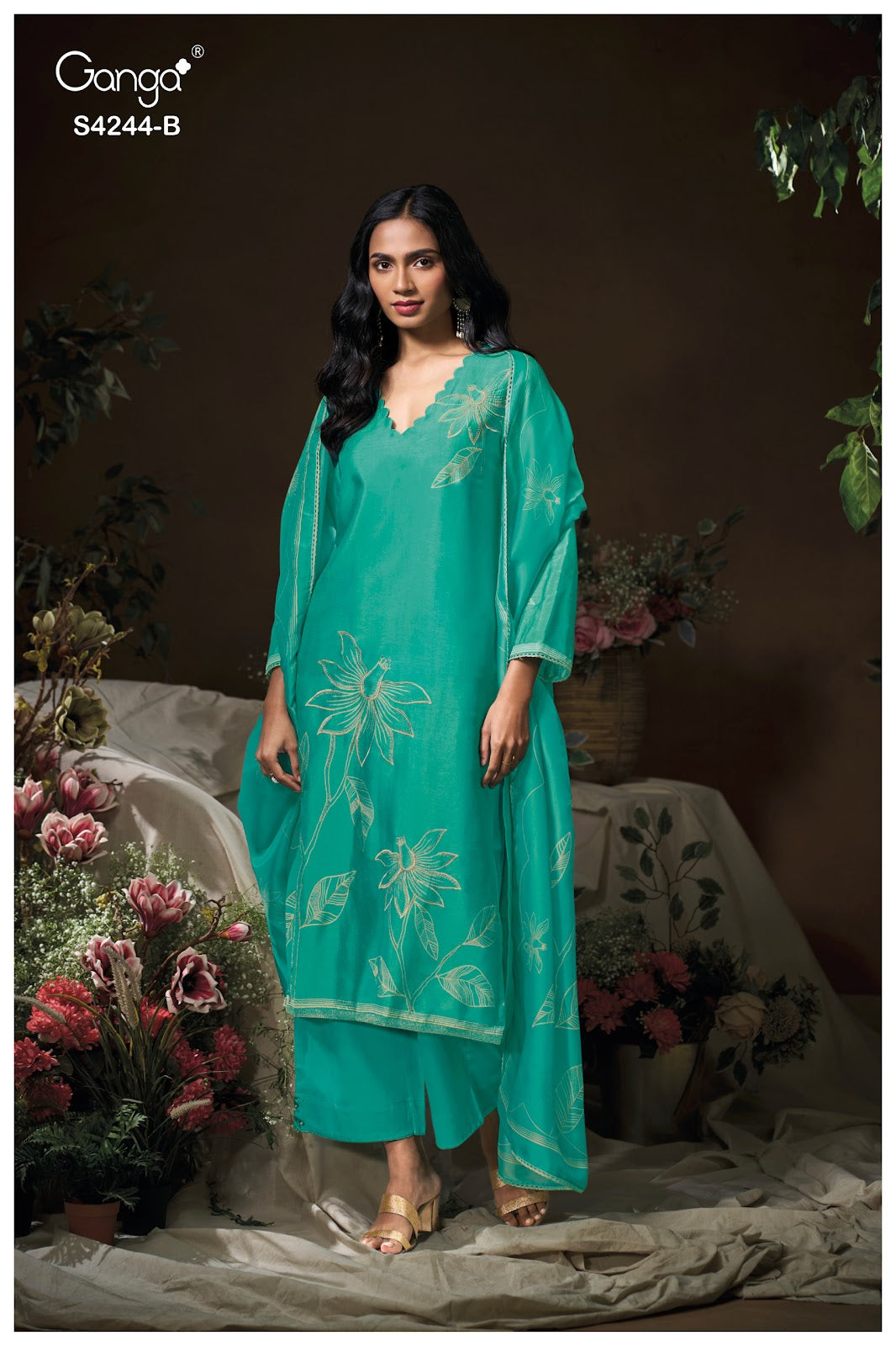 Druya S4244 Ganga Bemberg Pant Style Suits Wholesale Price