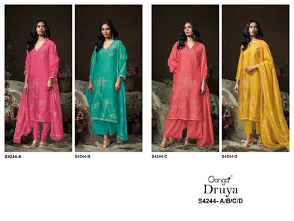 Druya S4244 Ganga Bemberg Pant Style Suits Wholesale Price