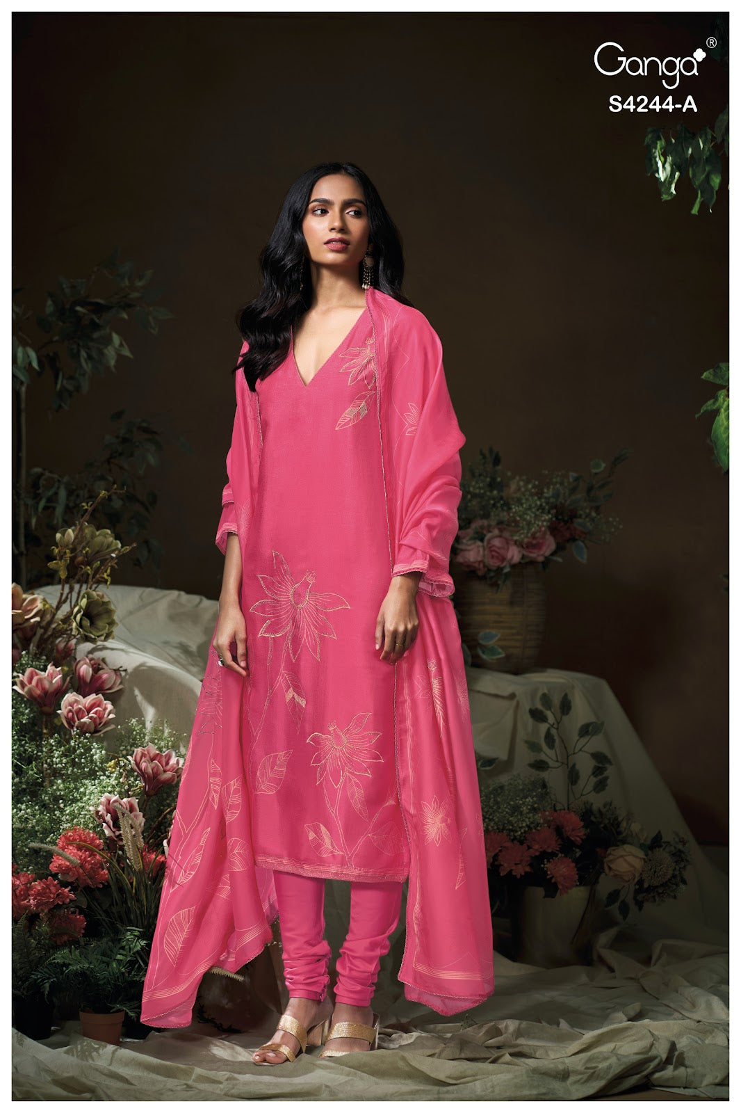 Druya S4244 Ganga Bemberg Pant Style Suits Wholesale Price