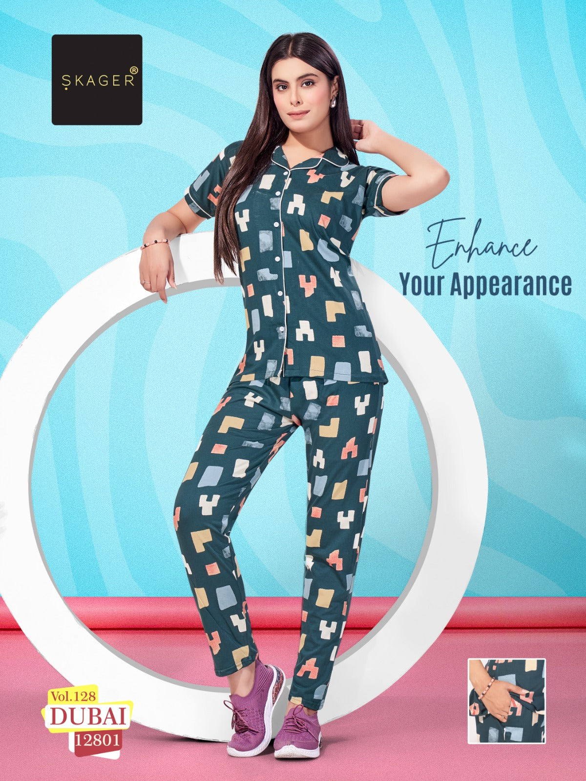 Dubai Vol 128 Skager Hosiery Cotton Collar Night Suits Wholesale Price