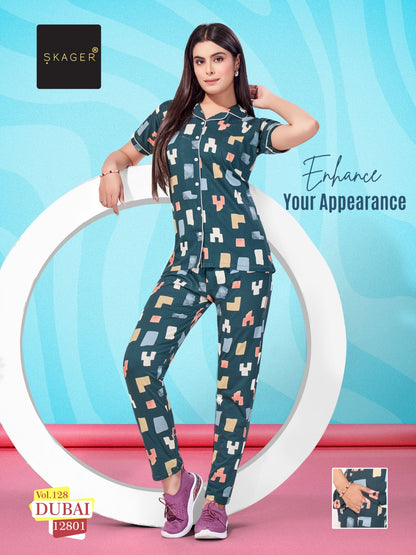 Dubai Vol 128 Skager Hosiery Cotton Collar Night Suits Wholesale Price